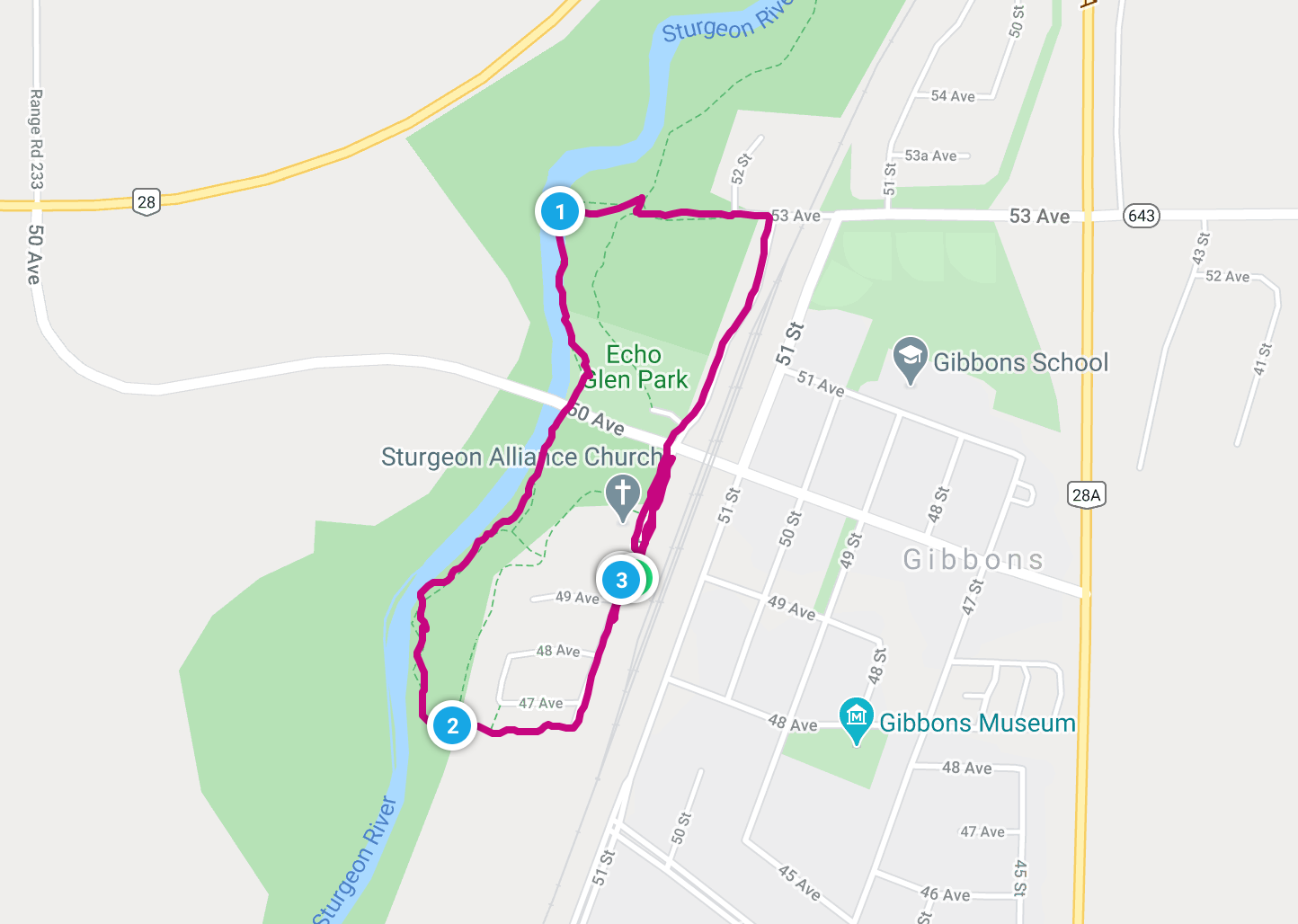 Map of Gibbons Autumn Run Route